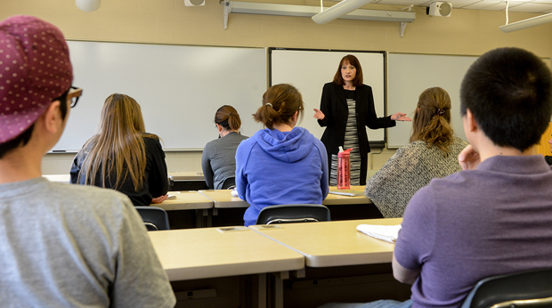 Professor and students in classroom